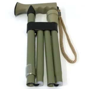 Folding Cane Olive Pearl Finish TPR Grip