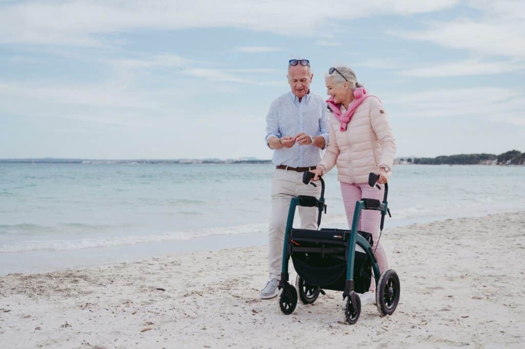 elderly couple in the beach